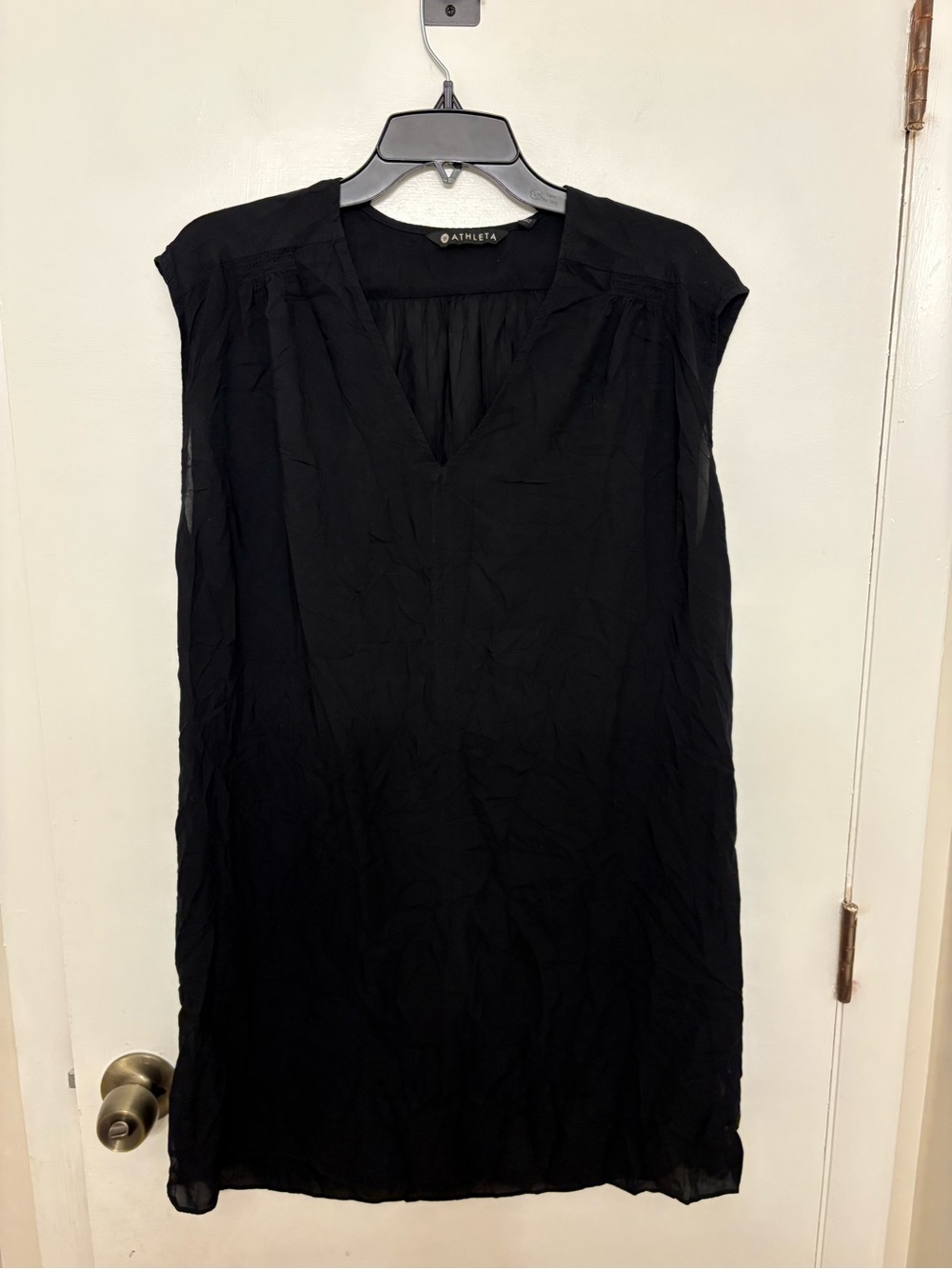 Athleta Black Resort Cover Up Dress 100% Modal V-Neck Sleeveless Shift Small